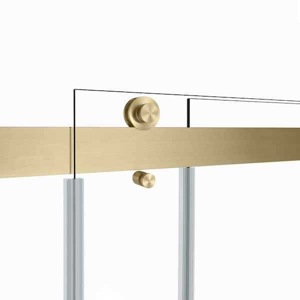 ROSWELL Spezia 76 in. Double Sliding Semi-Frameless Shower Door in Brushed Gold with Clear Glass D9522