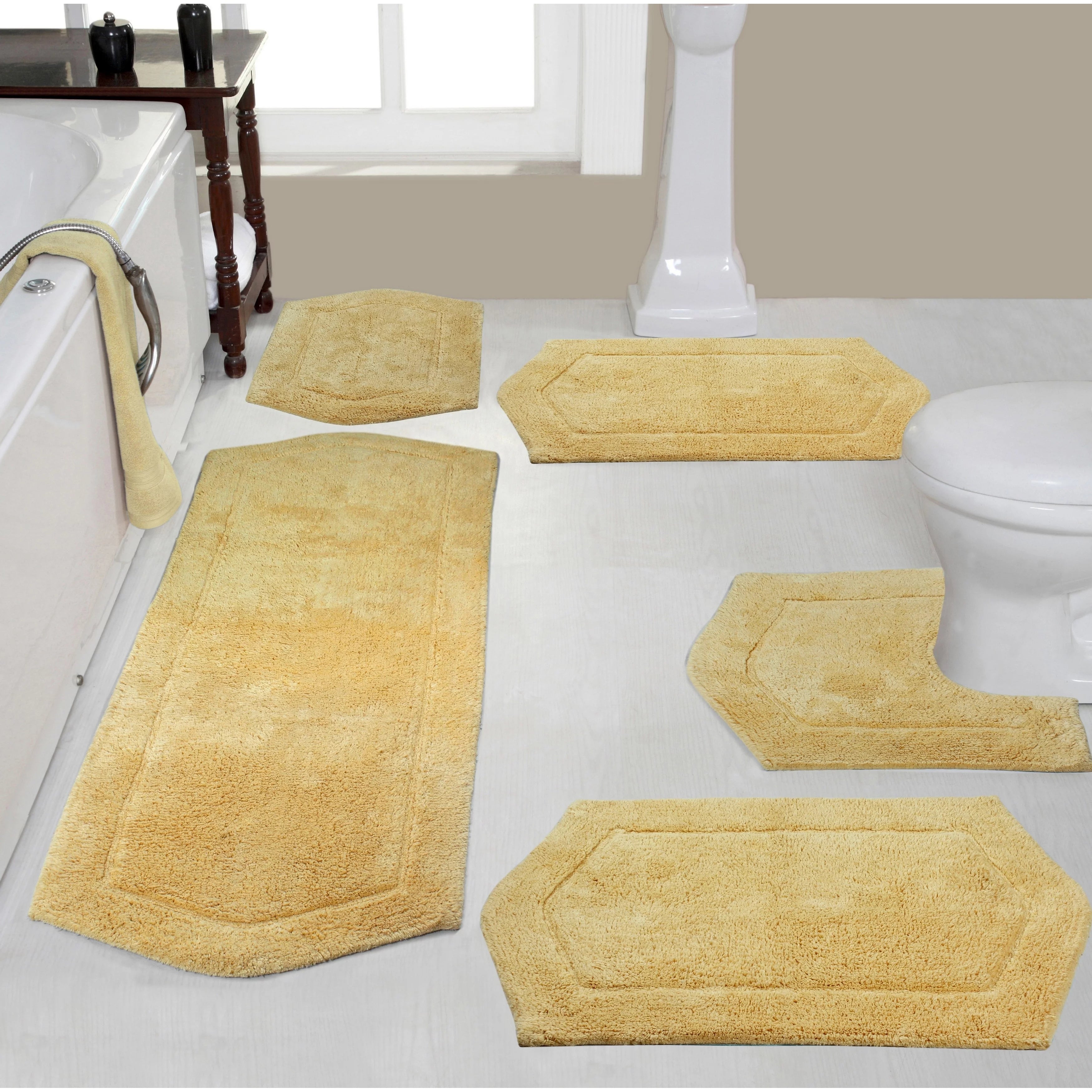 Home Weavers Waterford Collection 100% Cotton Tufted Bath Rug 5 Piece Set, Bottle Green E841409