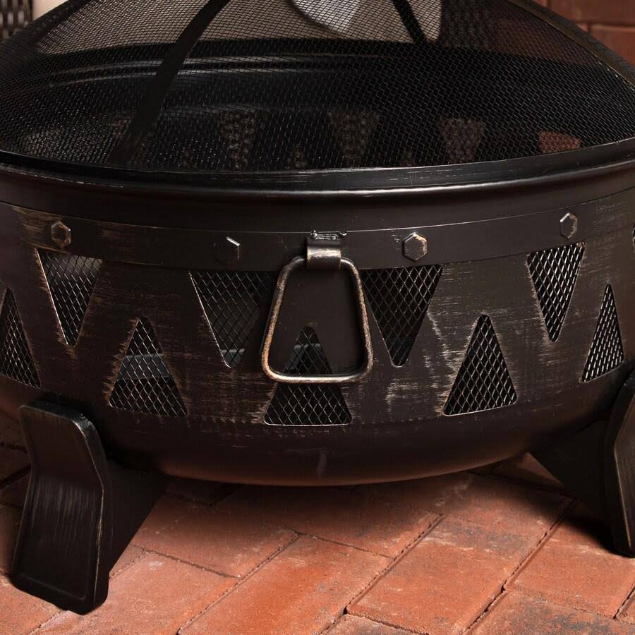 Garden Treasures 29.92-in Antique Black Steel Wood-Burning Fire Pit T88368