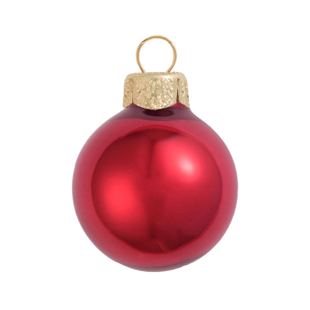 Whitehurst Pearl Finish Glass Christmas Ball Ornaments - 2" (50mm) - Red - 28ct