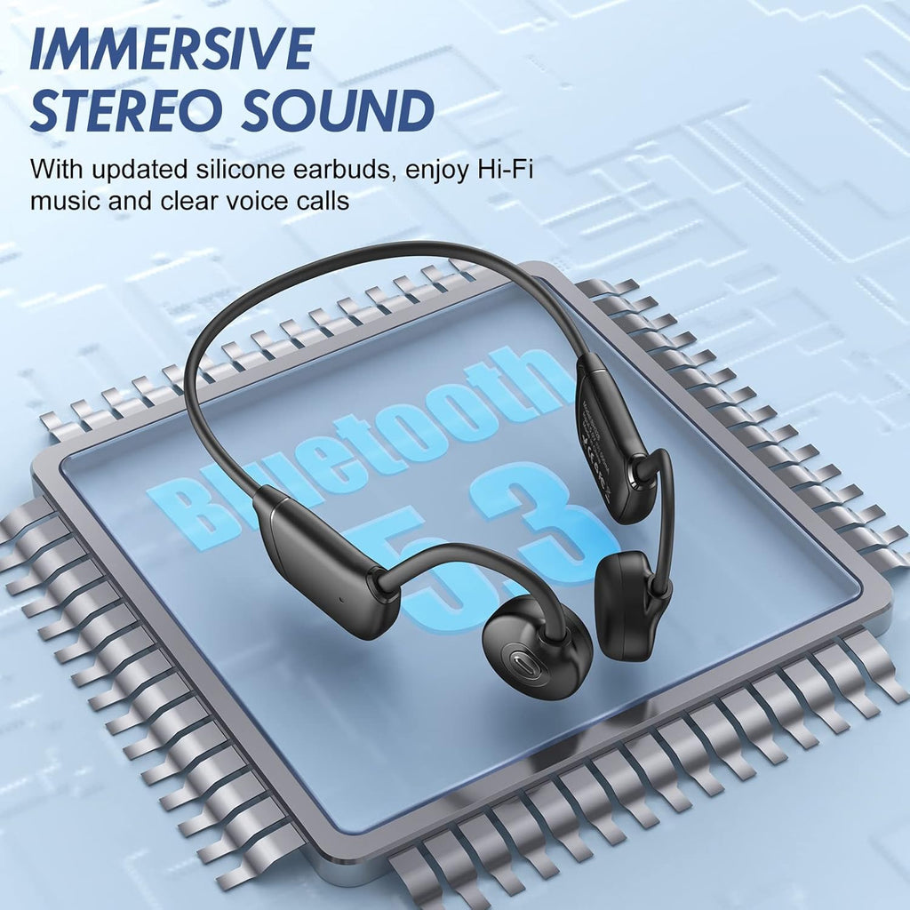 QODISA Bone Conduction Headphones Wireless Open Ear Bluetooth 5.3 IPX7 for Running Cycling Driving (2 Pack) C902