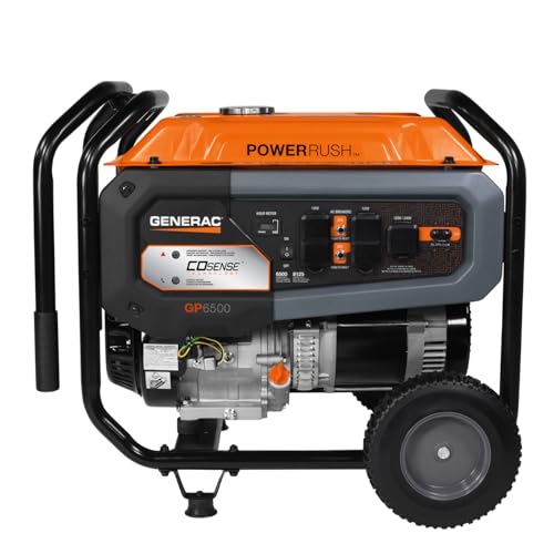 Generac 8000-Watt Gas-Powered Portable Generator with Electric Start, Orange/Black H399