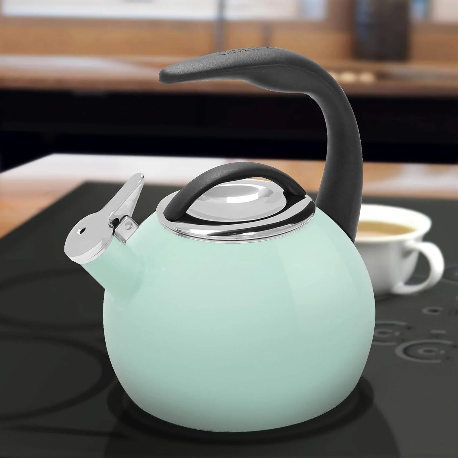 Enamel On Steel Whistling Tea Kettle, 2 Quart, Sage Green S6933