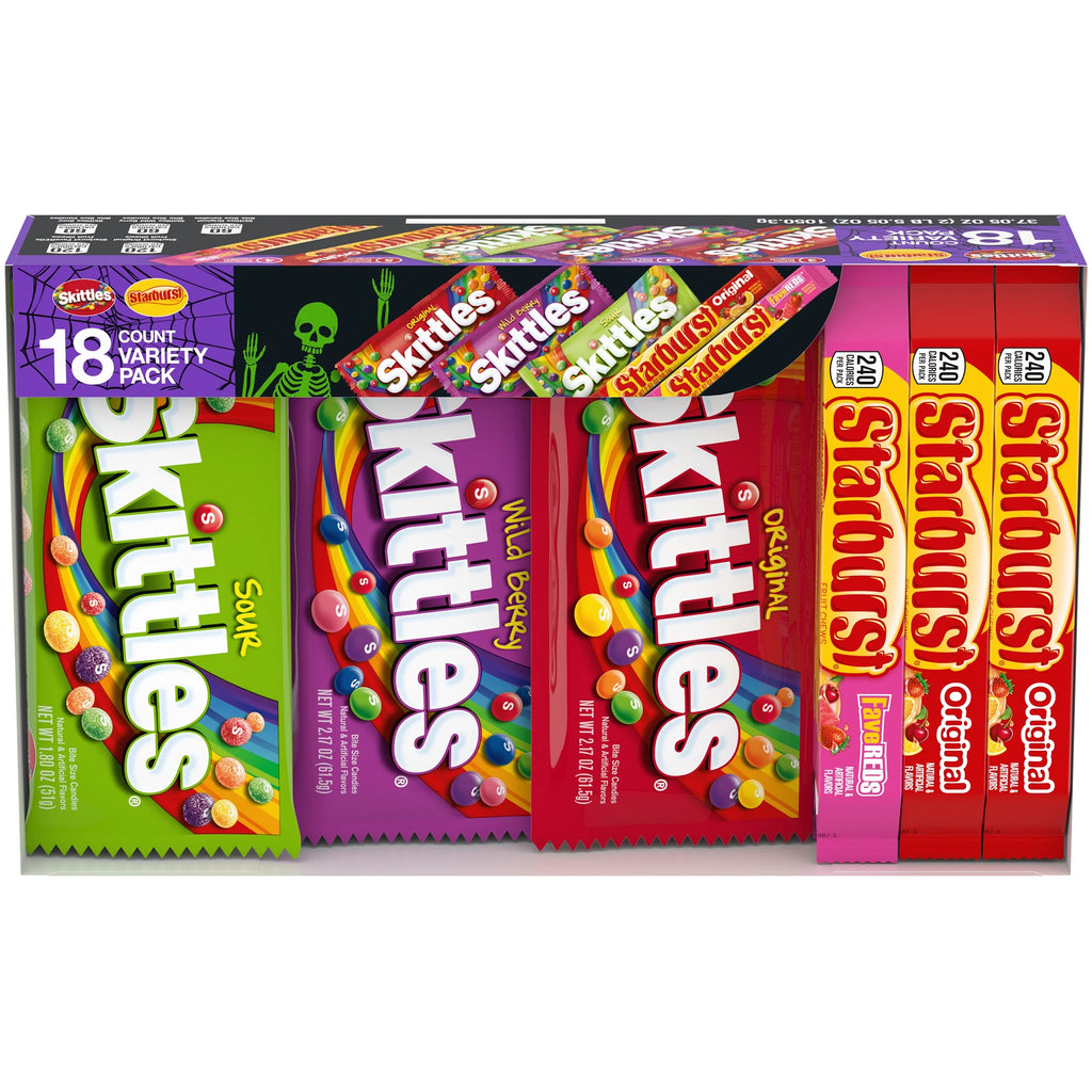 Mars Mixed Skittles & Starburst Chewy Variety Pack Halloween Candy, 18 Count S659