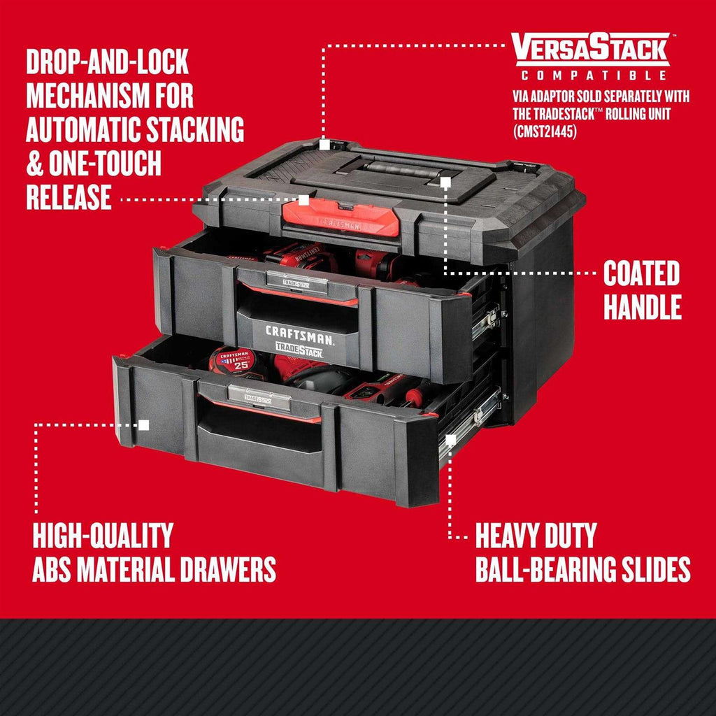 CRAFTSMAN TRADESTACK 21.45-in 2-Drawer Ball-bearing Tool Box A241760