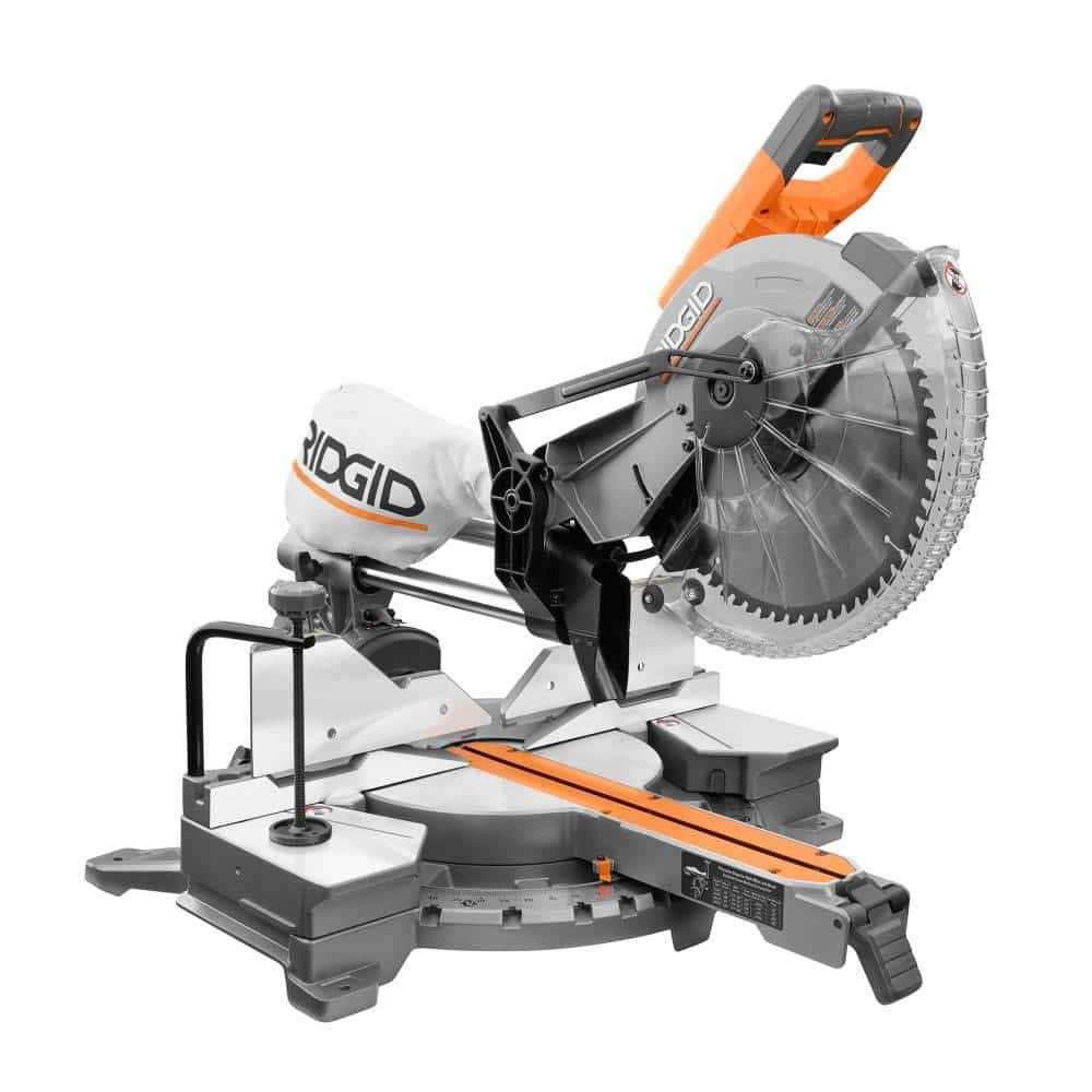 RIDGID R4222 15 Amp Corded 12 in. Dual Bevel Sliding Miter Saw with 70 Deg. Miter Capacity and LED Cut Line Indicator - Shop Hardware Tools Online Store