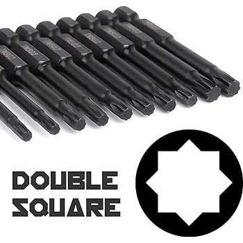Double Square 8 Point Star Bit Set 2 Square Drive Torx Bits T390824