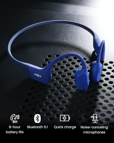 SHOKZ OpenRun Open-Ear Bone Conduction Sport Headphones, Sweat Resistant, Black B872