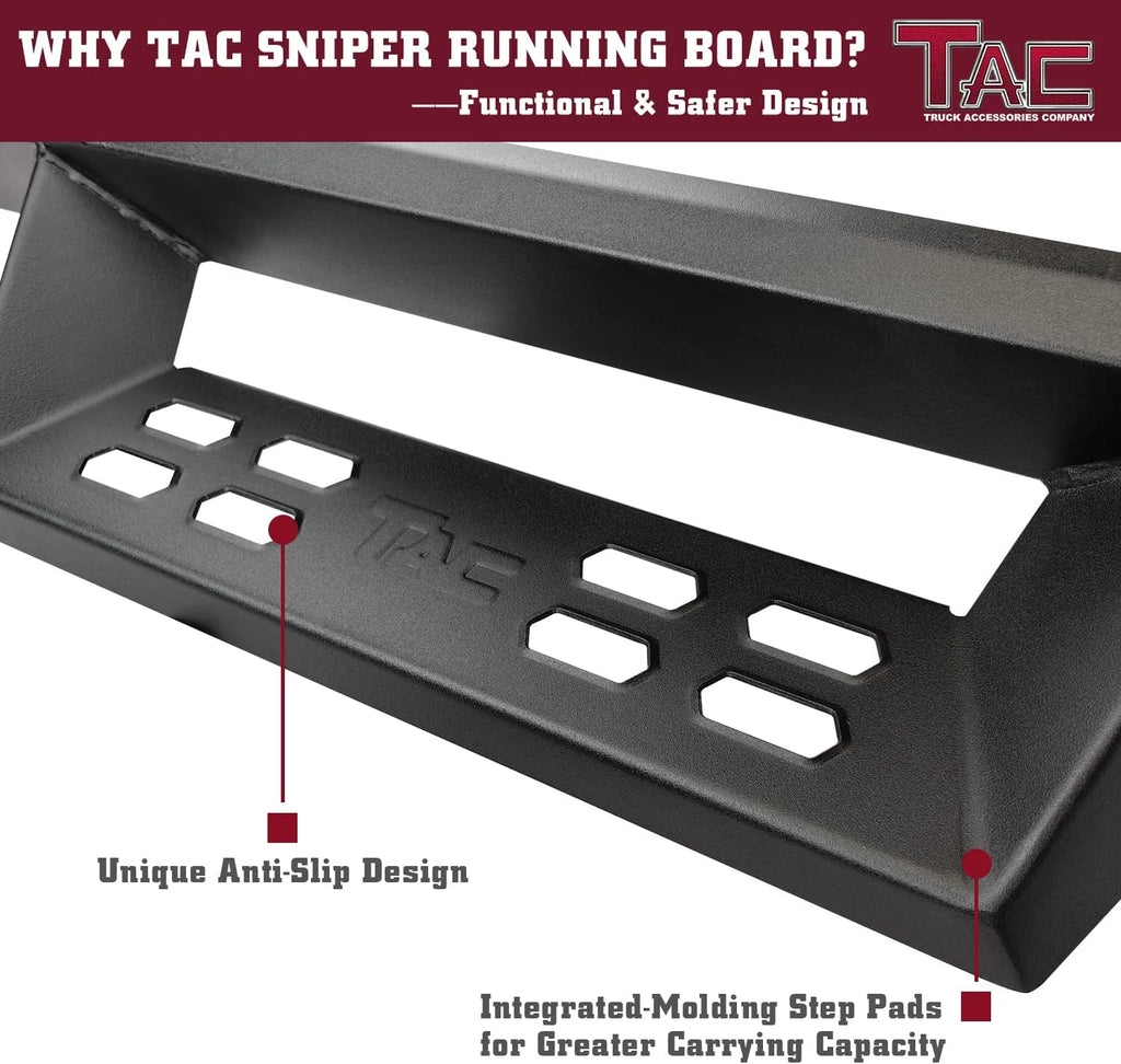 TAC Sniper Running Boards Compatible with 2021-2024 Ford Bronco 4 Door, 4" Drop Black Side Steps V6794