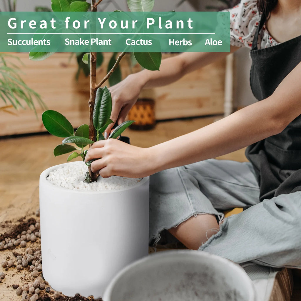 Mozing Ceramic Plant Pot 10x10 inch White with Drainage Hole K6693