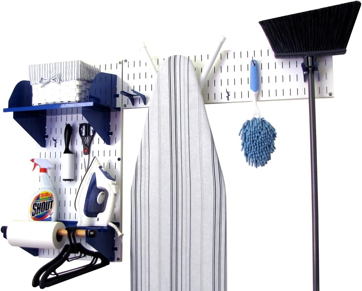 Wall Control Laundry Room Organizer Wall Mounted Storage Kit White Blue S122