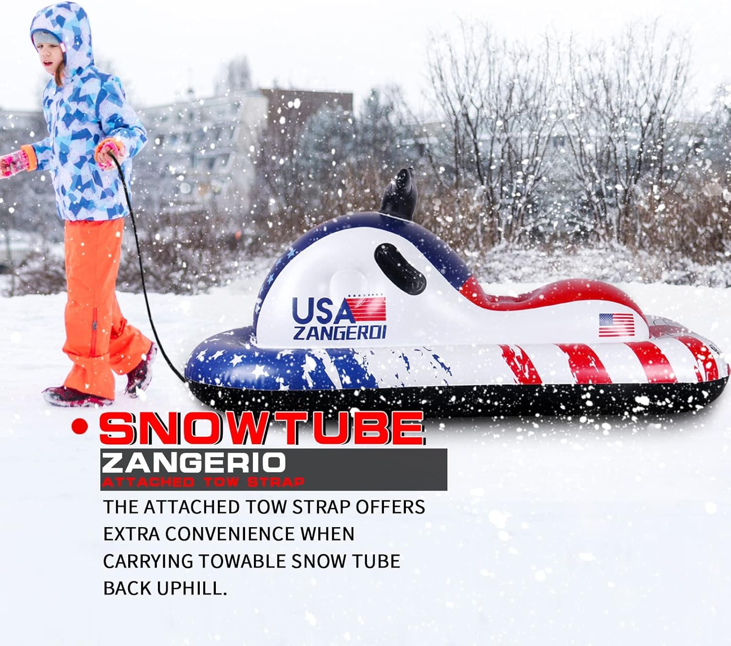 Heavy Duty Inflatable Snow Tube Sled for Kids and Adults, 2 Pack P4810