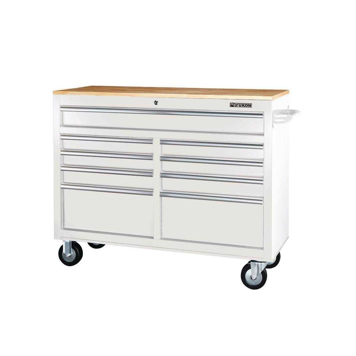 Yukon 46 in. 9 Drawer Mobile Storage Cabinet with Solid Wood Top - Shop Hardware Tools Online Store