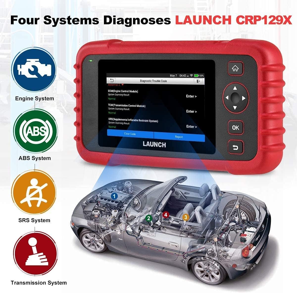 LAUNCH CRP129X OBD2 Scanner, Car Diagnostic Tool with ABS SRS and Reset Functions F22247