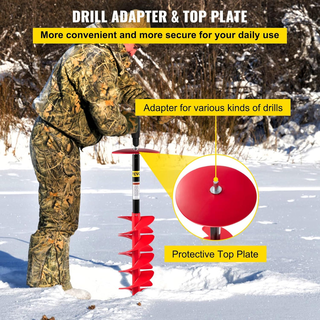 VEVOR Ice Drill Auger 8" Nylon Ice Auger Bit with Adjustable Extension Rod A1561