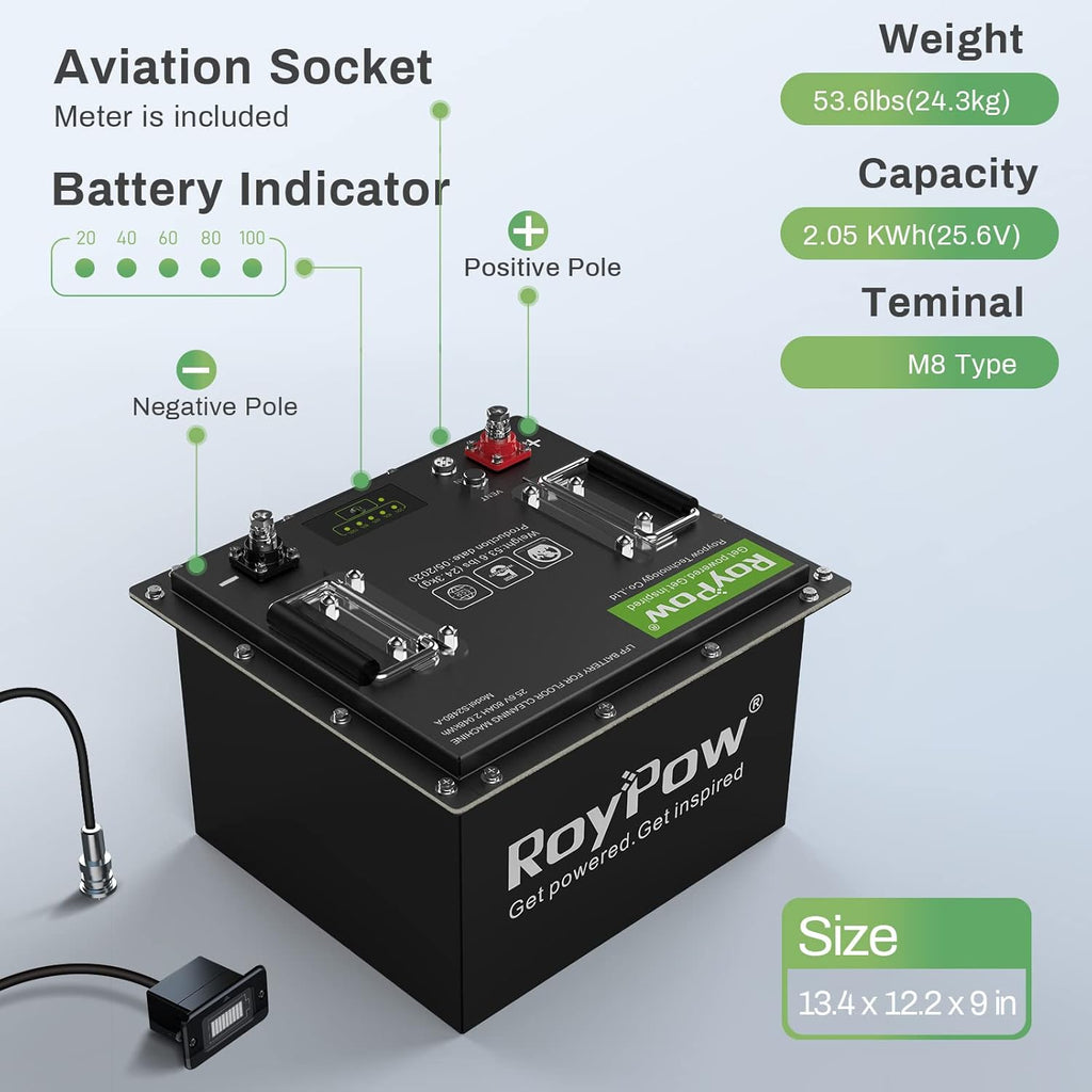 RoyPow 24V 80Ah LiFePO4 Deep Cycle Battery with BMS L7369