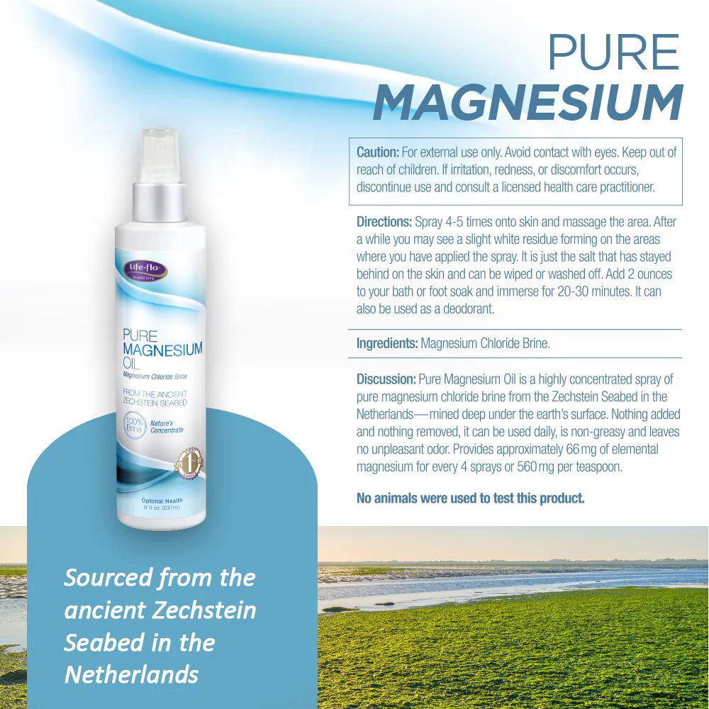Life-Flo Health Pure Magnesium Oil 8 oz 2-Pack X348166