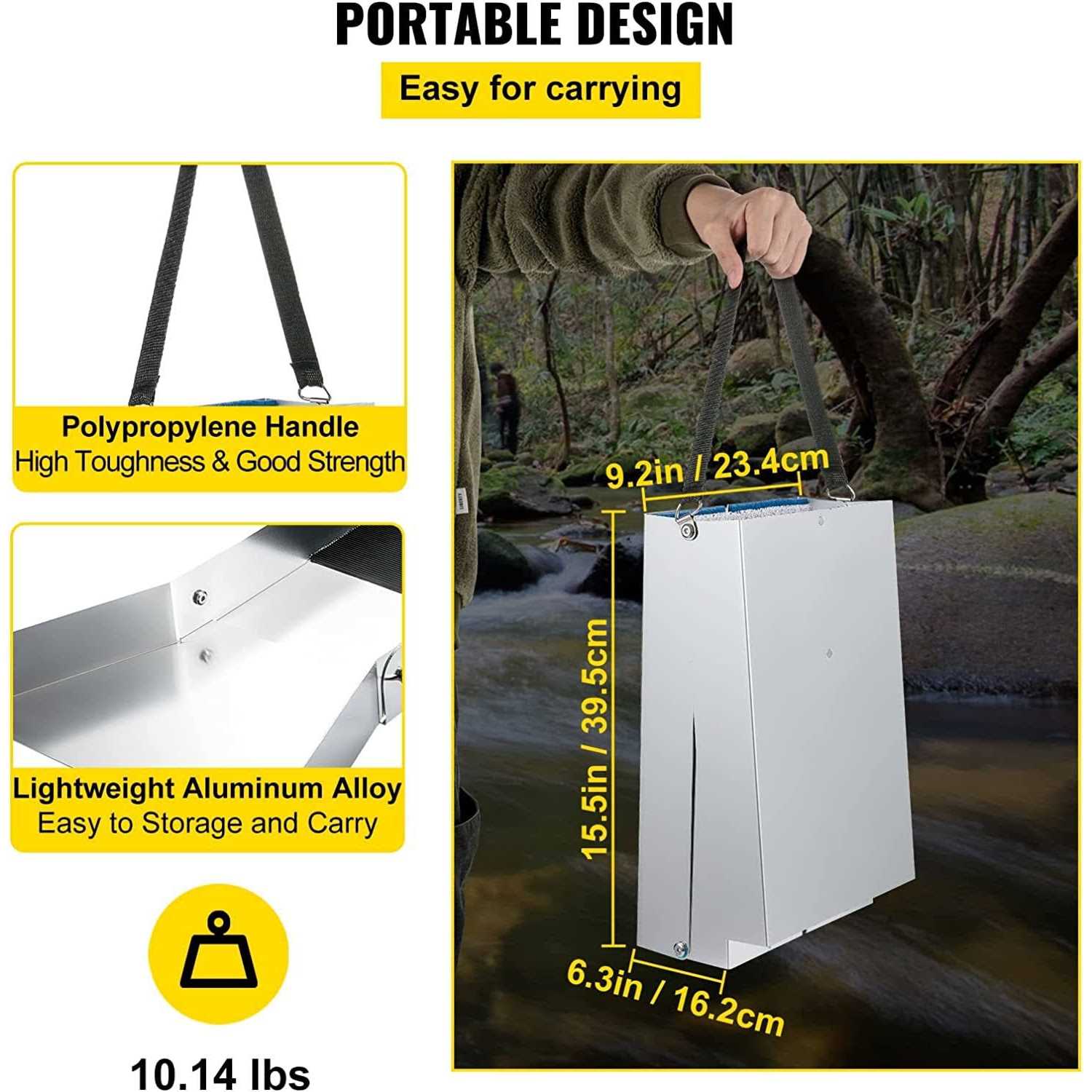 VEVOR Folding Aluminum Alloy Sluice Box 50 for Gold K406