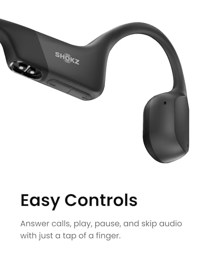 SHOKZ OpenRun Open-Ear Bone Conduction Sport Headphones, Sweat Resistant, Black B872