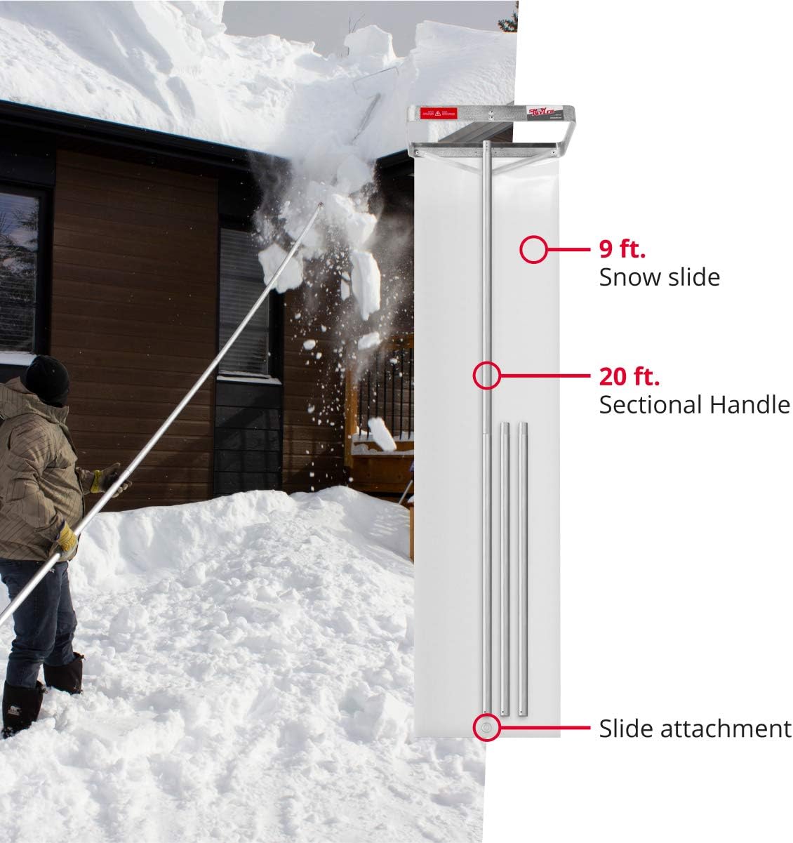 SNOWPEELER Roof Snow Removal Tool - 20 ft. Aluminium Roof Shovel D24509