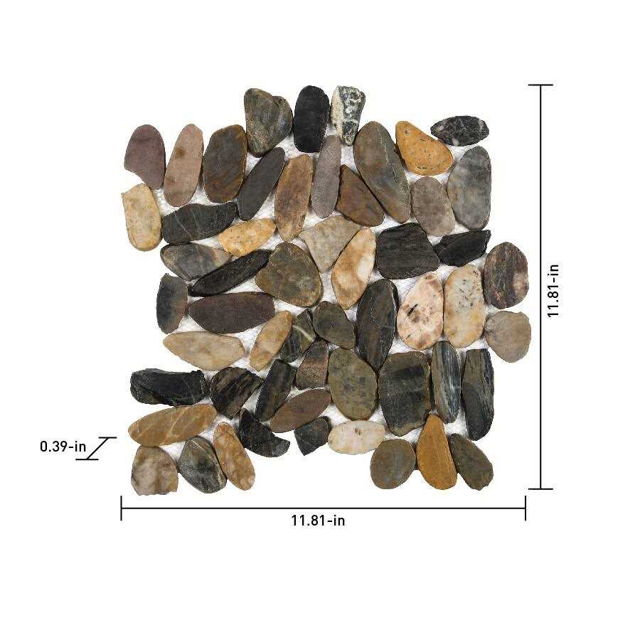 Satori River Rock Flat Polished 13-in x 13-in Natural Stone Pebble Wall Tile O8698