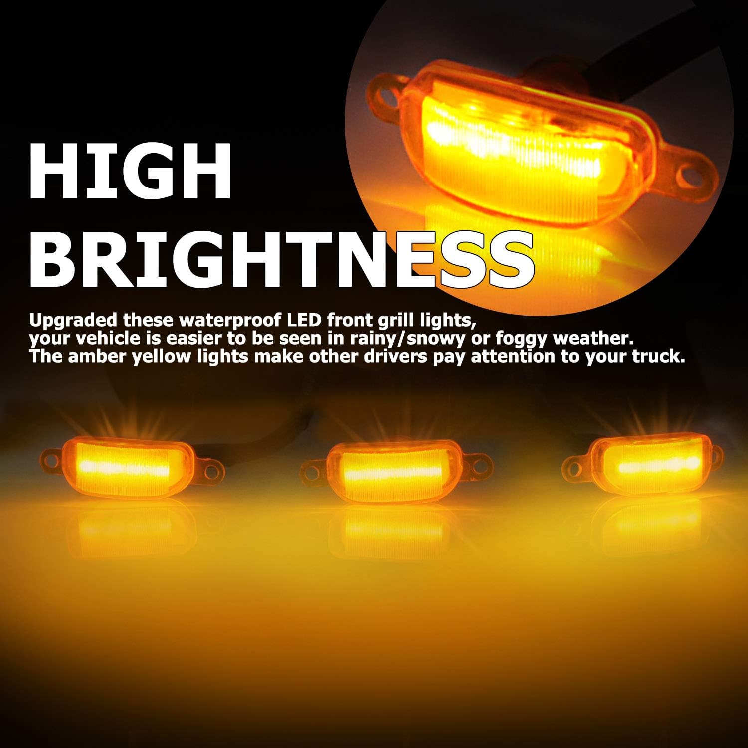 Tidal Front Grill Replacement with Amber LED Lights for 2010-2013 Tundra W7448