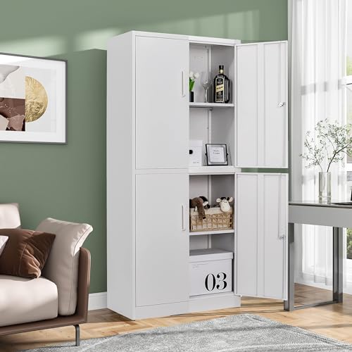 SISESOL Metal Storage Cabinet with 2 Adjustable Shelves, 36" H E162