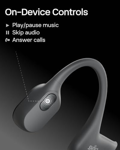 SHOKZ OpenRun Open-Ear Bone Conduction Sport Headphones, Sweat Resistant, Black B872