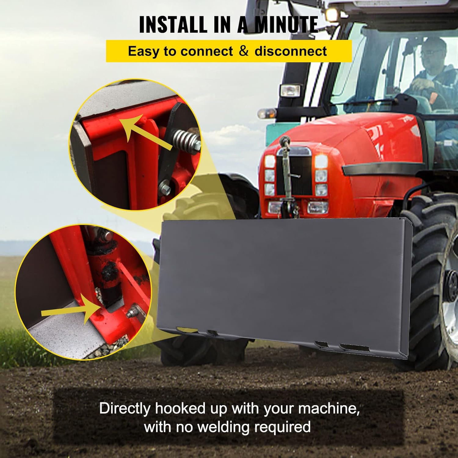 VEVOR Skid Steer Mount Plate Steel Quick Attachment Loader Plate with 3 Welding Rods (5/16") P30105