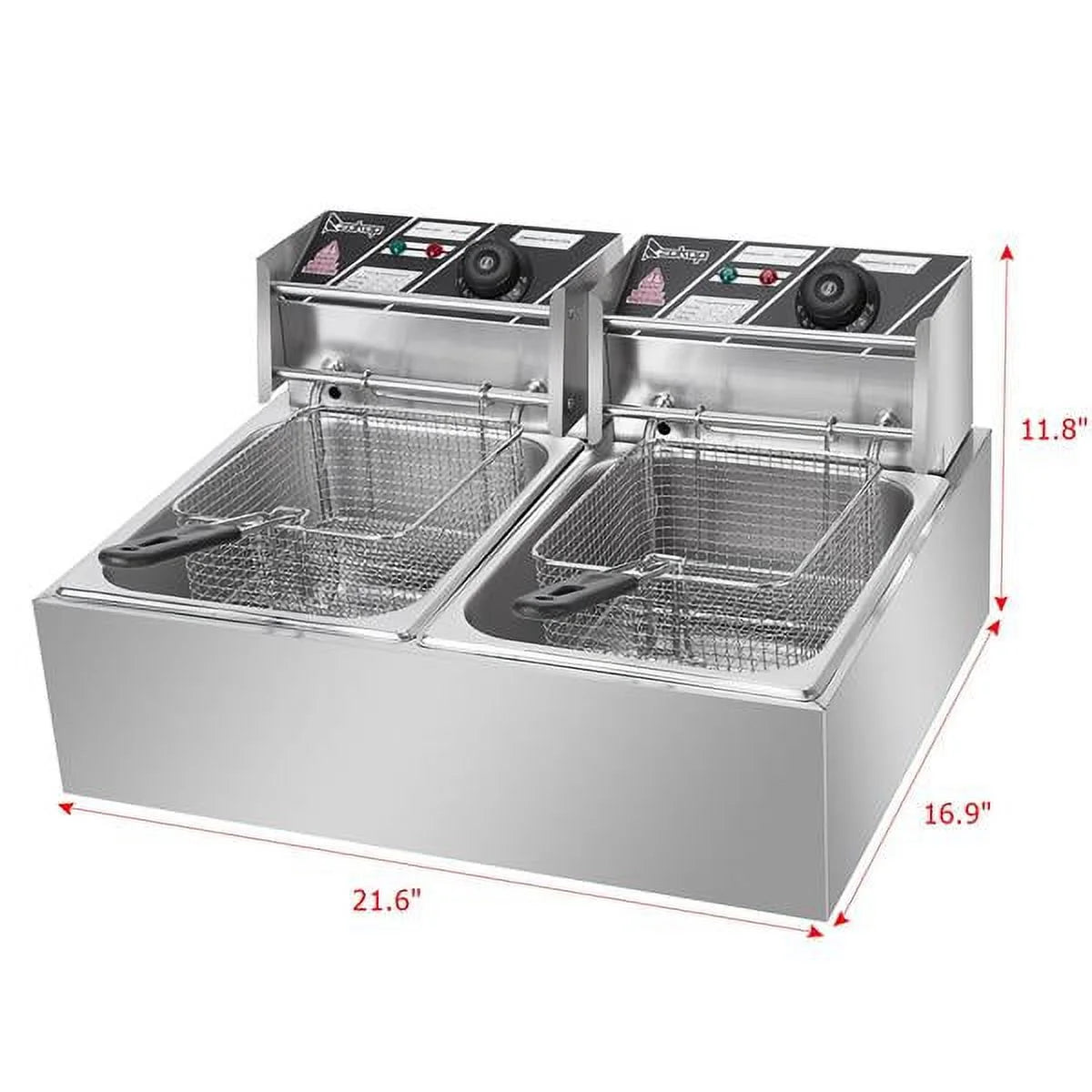 Stainless Steel Double-Cylinder Electric Fryer 12L Commercial Countertop L796788
