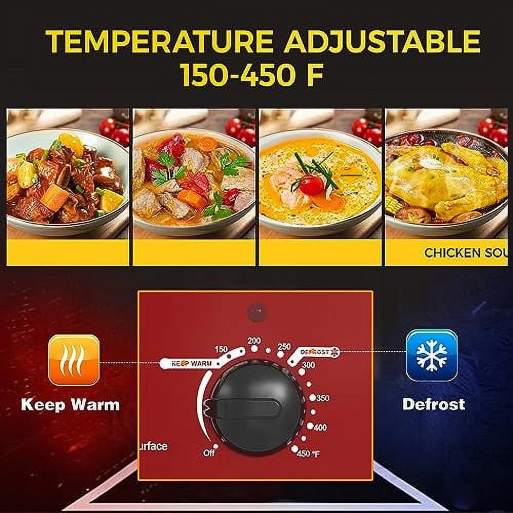 SUNVIVI 20 Quart Electric Turkey Roaster Oven with Self-Basting Lid, Stainless Steel, Red M430