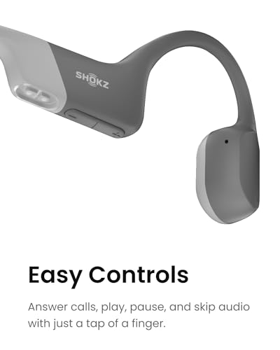 SHOKZ OpenRun Open-Ear Bone Conduction Sport Headphones, Sweat Resistant, Black B872
