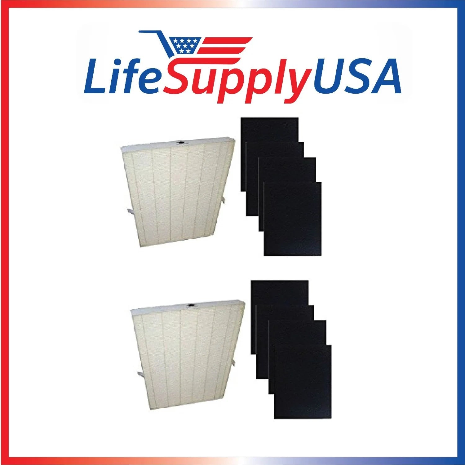 2 Pack Replacement HEPA Air Purifier Filter + 8 Carbon Pre Filters for Winix Part # 115122, Filter G