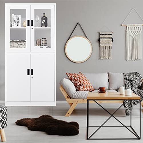 SISESOL Metal Storage Cabinet with 2 Adjustable Shelves, 36" H E162