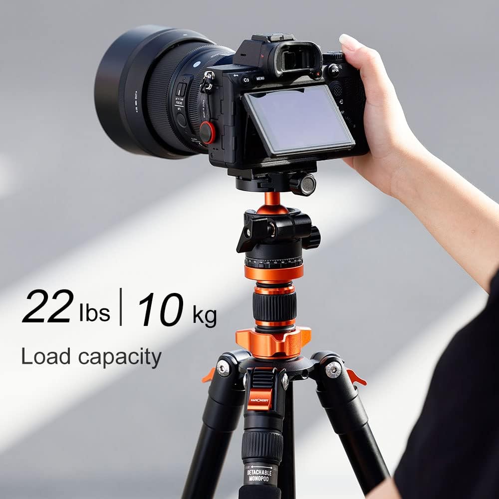 K&F Concept 62 inch DSLR Camera Tripod K254A1+BH-28L Lightweight Aluminum Detachable Monopod F5332