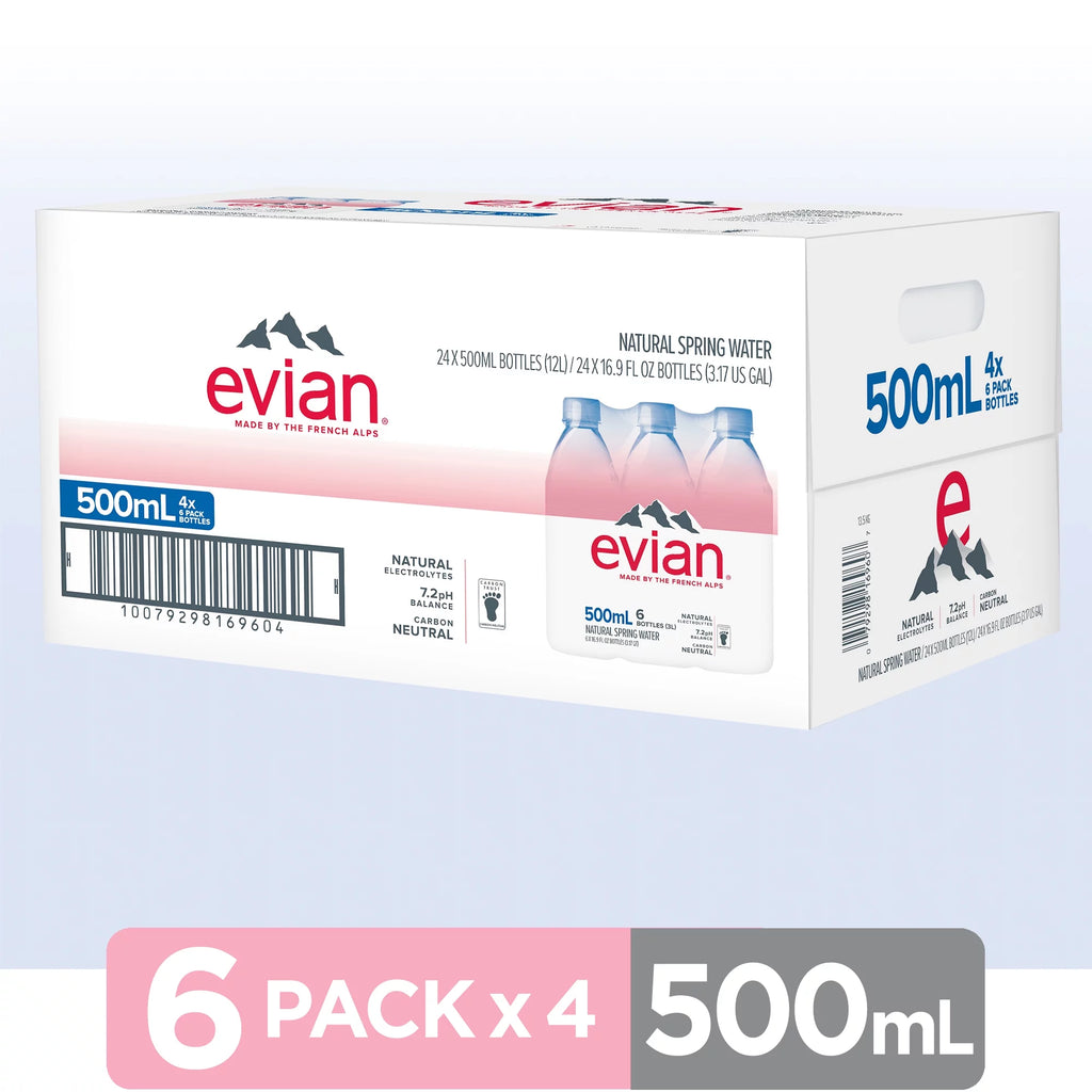 Evian Natural Spring Water, 16.9 Fl. Oz., 6 Count F85890
