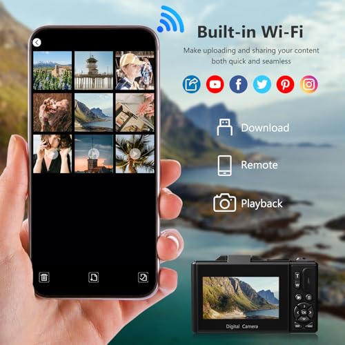 4K 64MP Digital Camera with 3" Flip Screen for Vlogging and Photography F251