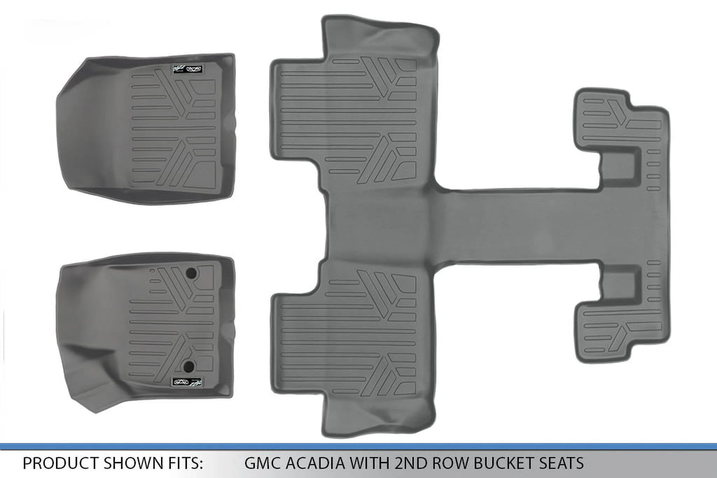 Smartliner Custom Fit 3 Row Floor Mats for 2017-2021 GMC Acadia, Gray S683016
