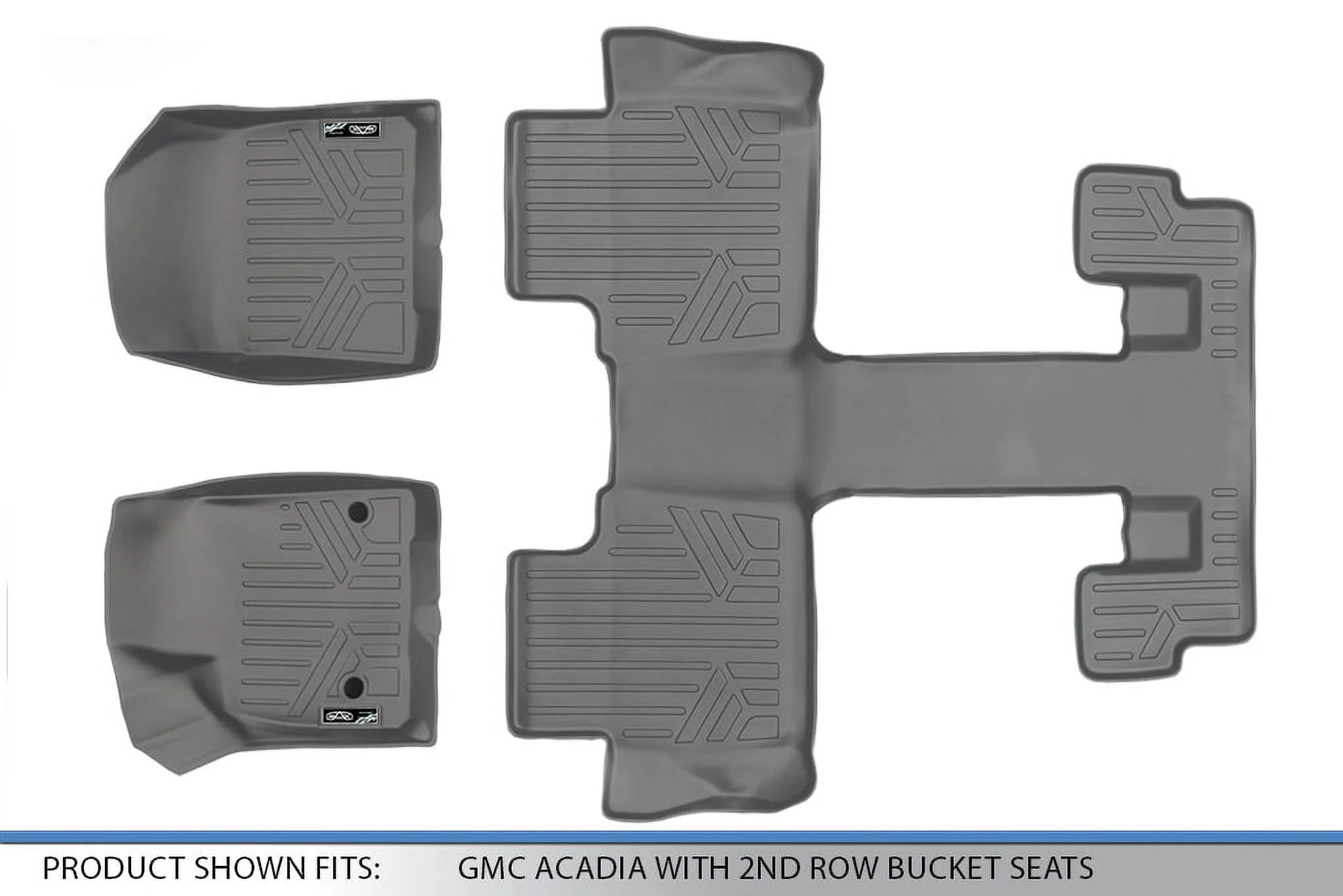Smartliner Custom Fit 3 Row Floor Mats for 2017-2021 GMC Acadia, Gray S683016