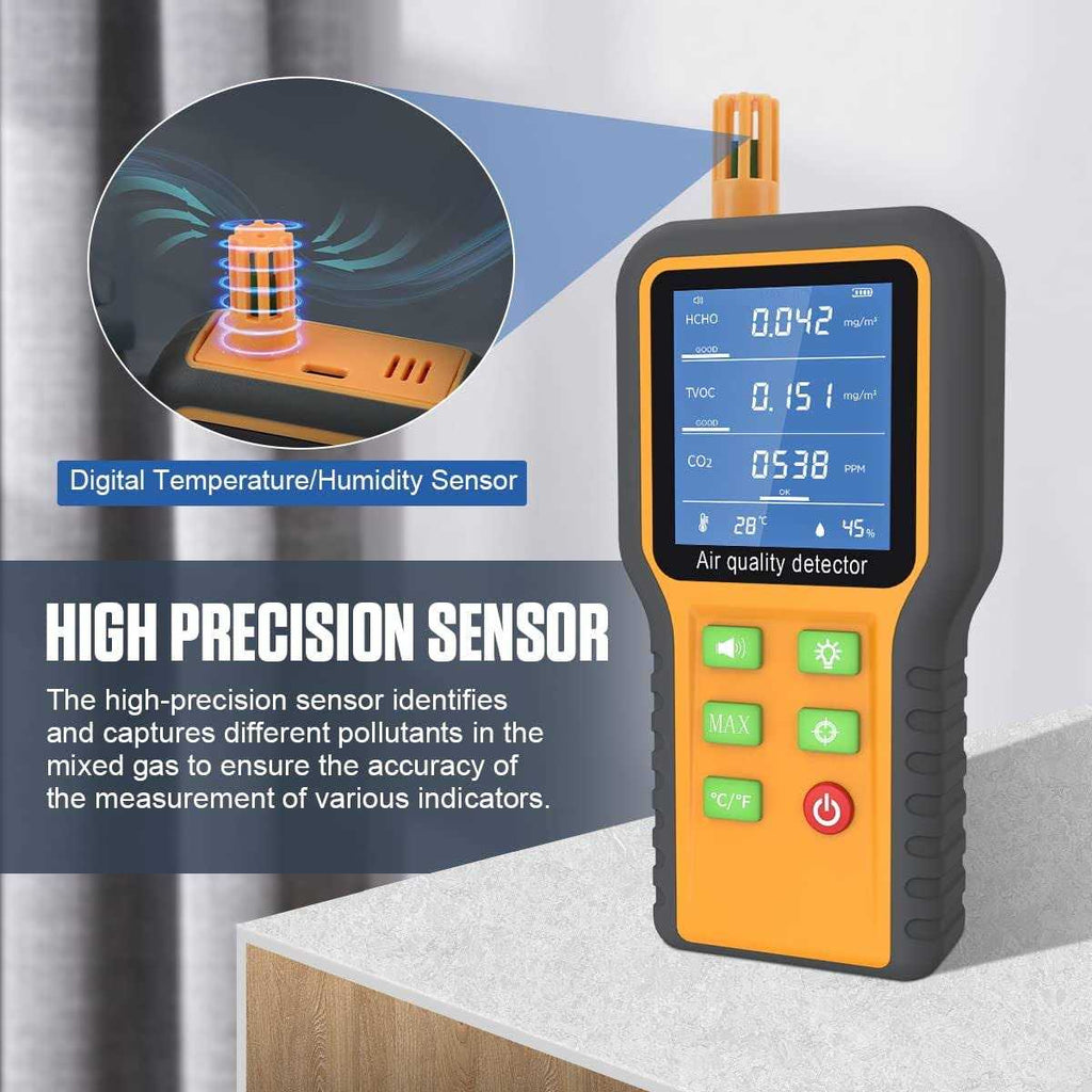 CMTOOL Air Quality Monitor Indoor CO2 Meter Portable Formaldehyde Detector H8254