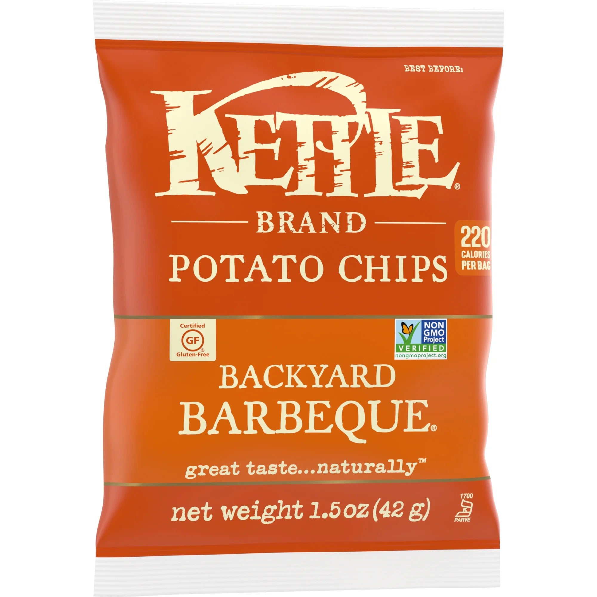 Kettle Brand Potato Chips, Barbeque, 1.5 oz Snack Bag T13118