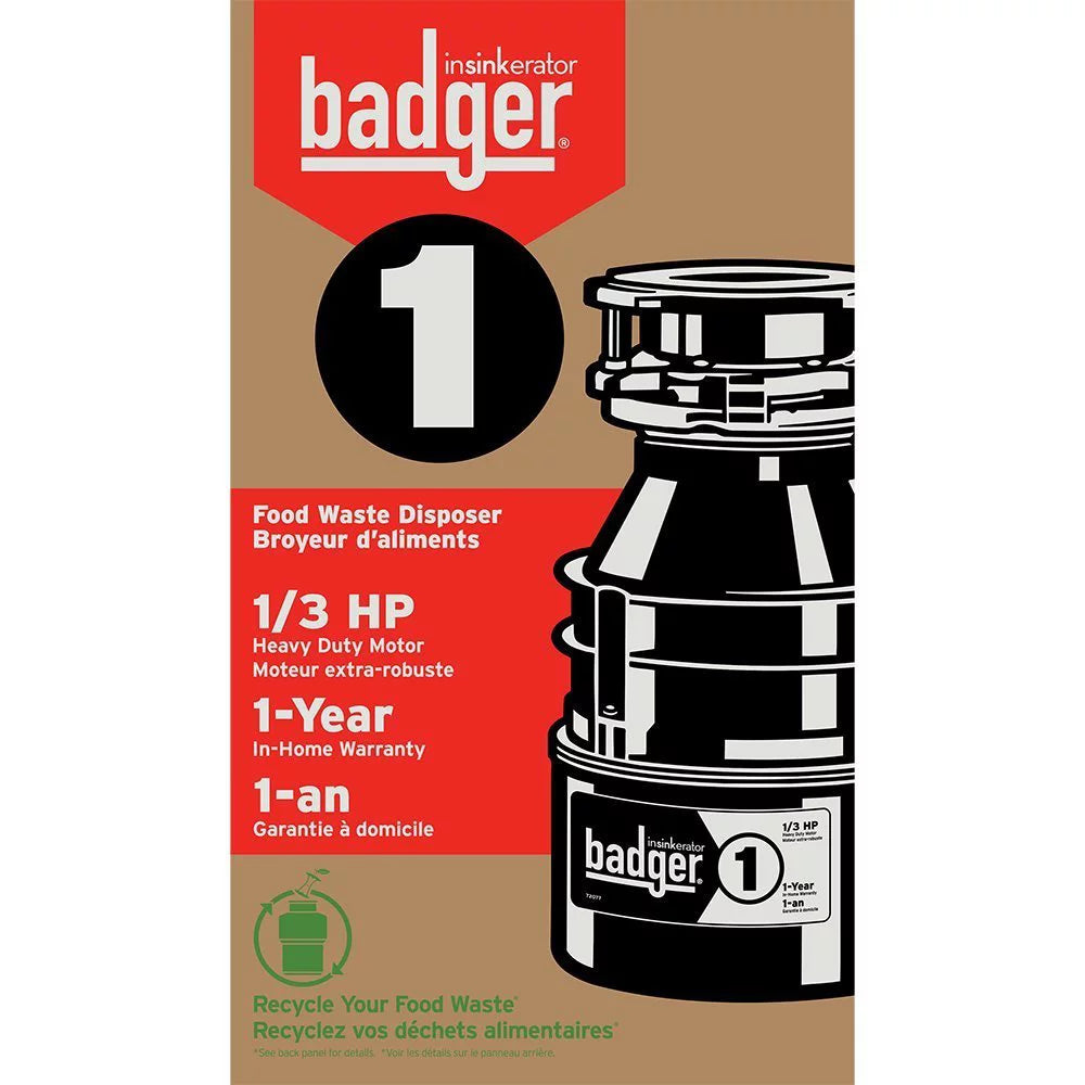 InSinkErator Badger 1 Garbage Disposal, 1/3 HP Continuous Feed L89769
