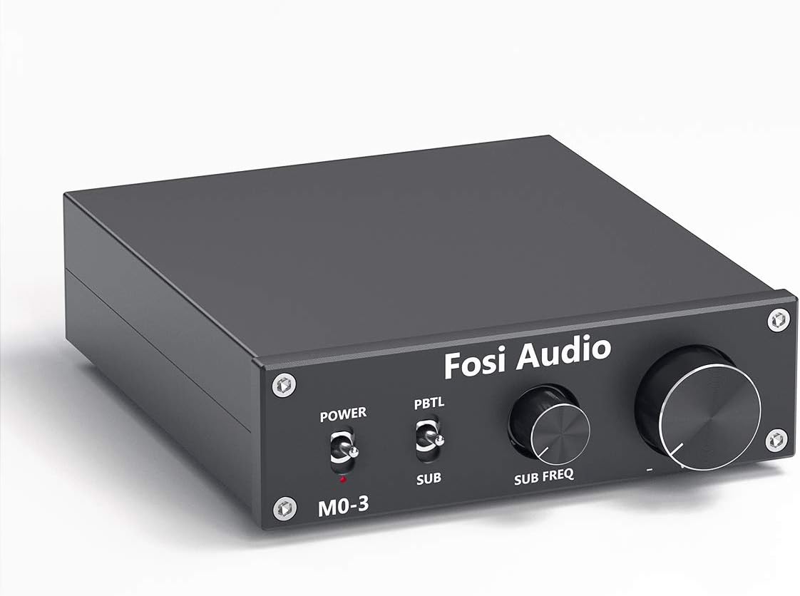 Fosi Audio M03 Subwoofer Amplifier 200 Watt Mini Mono Audio Amp Full-Frequency and Sub Bass Switchable Amplifier One Channel Home Theater Single Power Subwoofer Amp Pack of 2