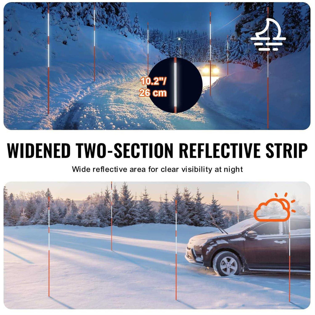 VEVOR Driveway Markers 48 inch Orange Fiberglass Poles with Reflective Tape I23684