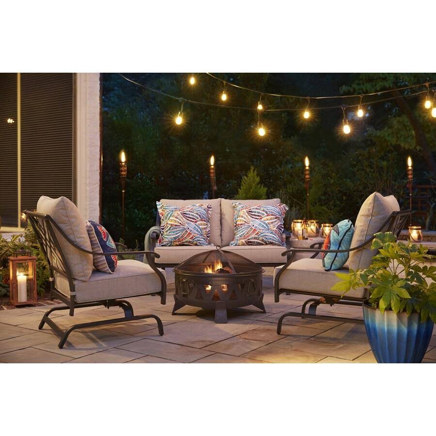 Garden Treasures 29.92-in Antique Black Steel Wood-Burning Fire Pit T88368