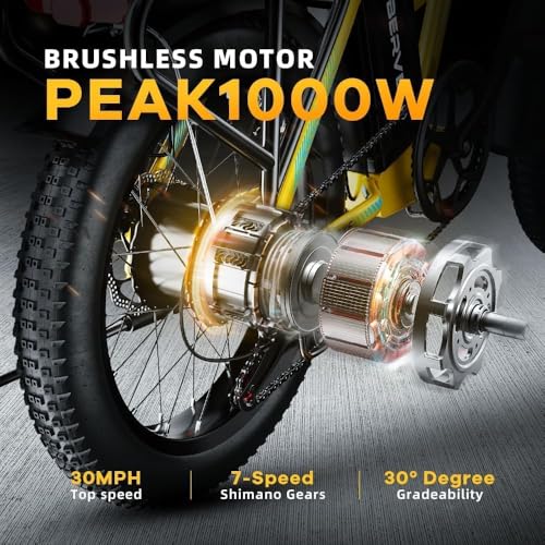 1000W Folding Electric Bike 48V 20.8AH Removable Battery 20" Fat Tire for Adults A175