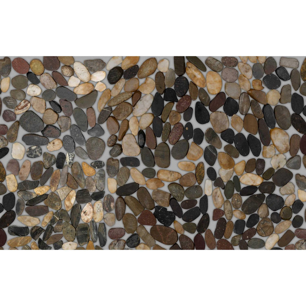Satori River Rock Flat Polished 13-in x 13-in Natural Stone Pebble Wall Tile O8698