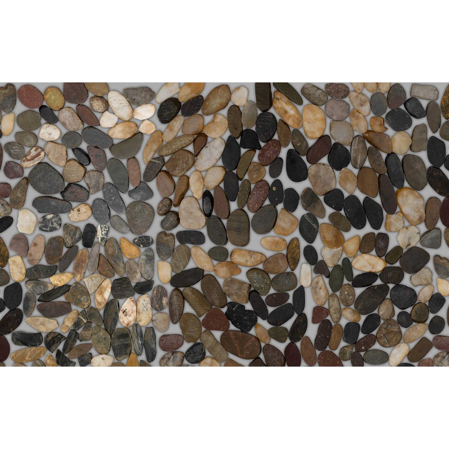 Satori River Rock Flat Polished 13-in x 13-in Natural Stone Pebble Wall Tile O8698
