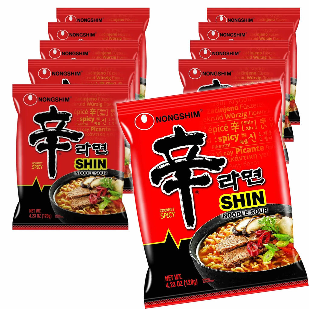 Nongshim SHIN Ramen Gourmet Spicy Soup Noodles (10 Pack) J7278