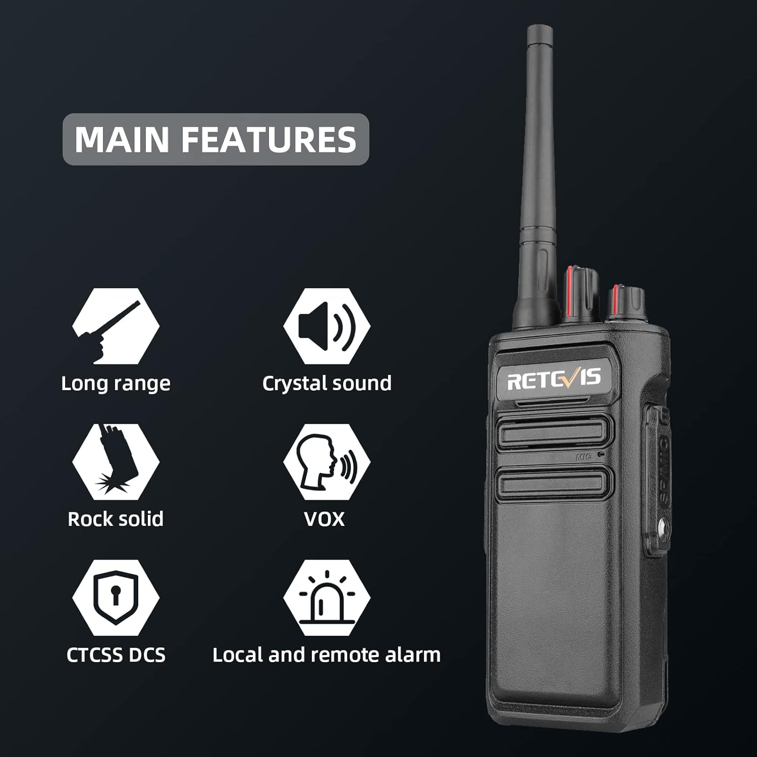 Retevis RB23 Two Way Radios 5 Watt IP67 Waterproof with Shoulder Mic (4 Pack) C893565